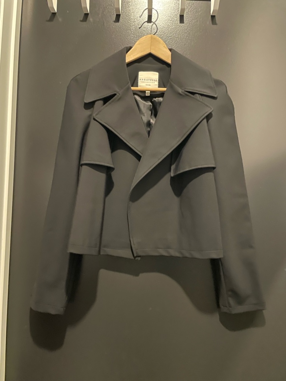 bagatelle Black Cropped Blazer with Wide Lapel